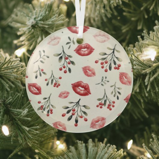 Mistletoe Kisses Glas Ornament (Insitu)