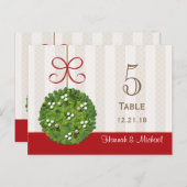 MISTLETOE KISSING BALL MARIAGE NUMÉRO DE TABLE CAR (Devant / Derrière)