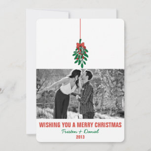 MISTLETOE KUS Flat Vakantie Foto Kaart Uitnodiging