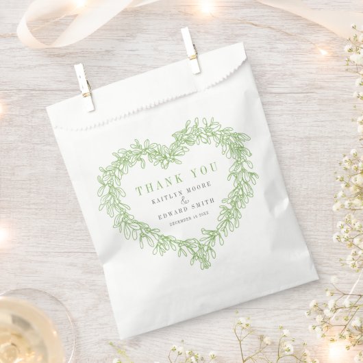 Mistletoe lijn art groen grijs bruiloft dank u bedankzakje (Geknipt)