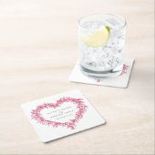 Mistletoe line art red white winter bruiloft douan vierkante kartonnen onderzetter (Insitu)