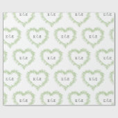 Mistletoe line art tekening monogram groen wit cadeaupapier (Vlak)