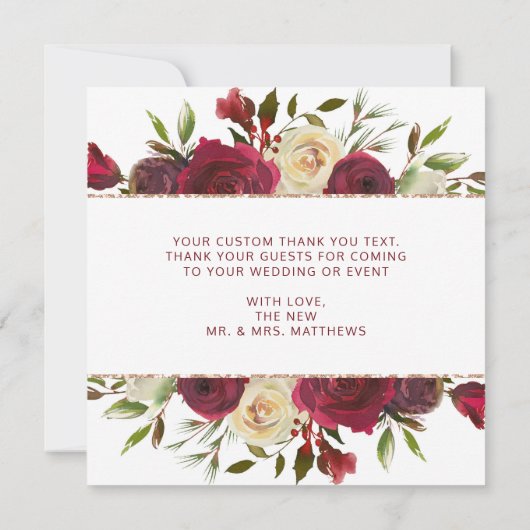 Mistletoe Manor Bruiloft Liefde en Bedankt Vierkan (Achterkant)