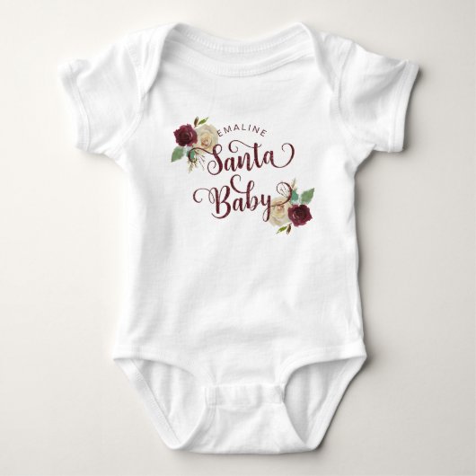 Mistletoe Manor Christmas Floral Santa Baby Girl Romper (Voorkant)