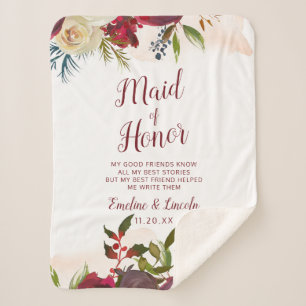 Mistletoe Manor Floral To The Maid of Honor Quote Sherpa Deken