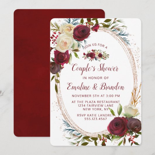 Mistletoe Manor Ovaal Lijst Couple's Trouwdouche Kaart (Voorkant / Achterkant)