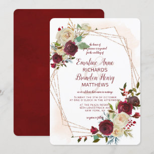 Mistletoe Manor Roos Gouden Geometrische bruiloft Kaart