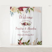 Mistletoe Manor Watercolor Winter Bruiloft Welkom Wandkleed (Voorkant)