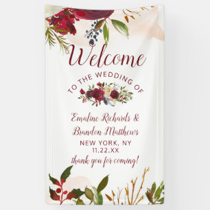 Mistletoe Manor Waterverf Bloemen bruiloft Welkom Spandoek