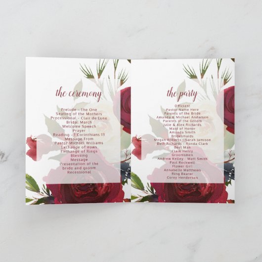 Mistletoe Manor Waterverf Bloemen Trouwceremonie Programma (Binnen)