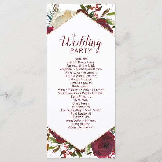 Mistletoe Manor Waterverf Winterhuwelijksceremonie Programma (Achterkant)