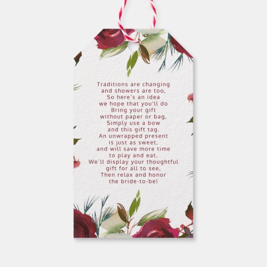 Mistletoe Manor Winter Bruids Display Douche Cadeaulabel (Achterkant)