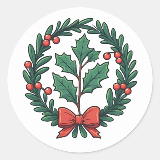 Mistletoe met een boog ronde sticker (Voorkant)