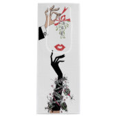 Mistletoe Mischief 1950 illustratie Wijn Cadeautas (Voorkant)