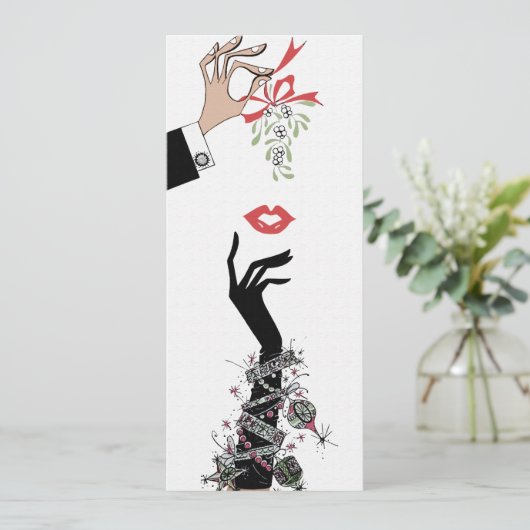 Mistletoe Mischief jaren 50 Illustratie Mode Aankondiging (Staand voorkant)