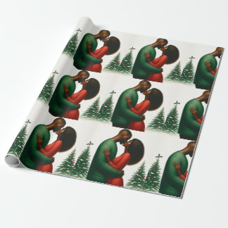 Mistletoe Moments 1 - Zwarte mensen Kerstpapier Cadeaupapier