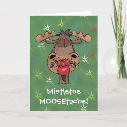 Mistletoe MOOSEtache Feestdagen Kaart (Voorkant)