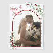 Mistletoe Newlyweds Photo Christmas Magnet Card (Devant)