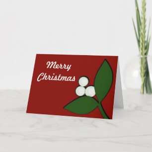 Mistletoe op maroon-kerstKaart Feestdagen Kaart