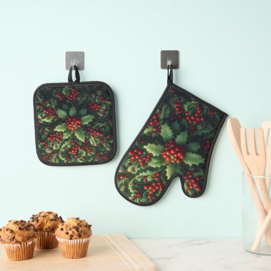 Mistletoe Ovenwant & Pannenlap Set (Insitu(Ophanging))