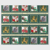 Mistletoe partridge strepen groene kerstfoto cadeaupapier (Vlak)