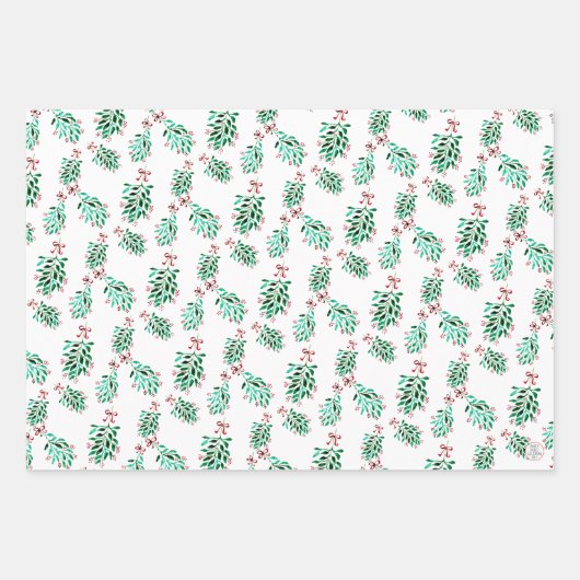 Mistletoe Pattern Hand-getrokken Kerst Waterverf Inpakpapier Vel (Voorkant)