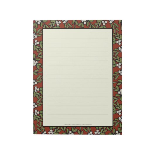 Mistletoe peint festive sur le Bloc-notes rouge gr (Tourné)