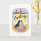 Mistletoe Pugs-kerstkaart Kaart (Gele Bloem)