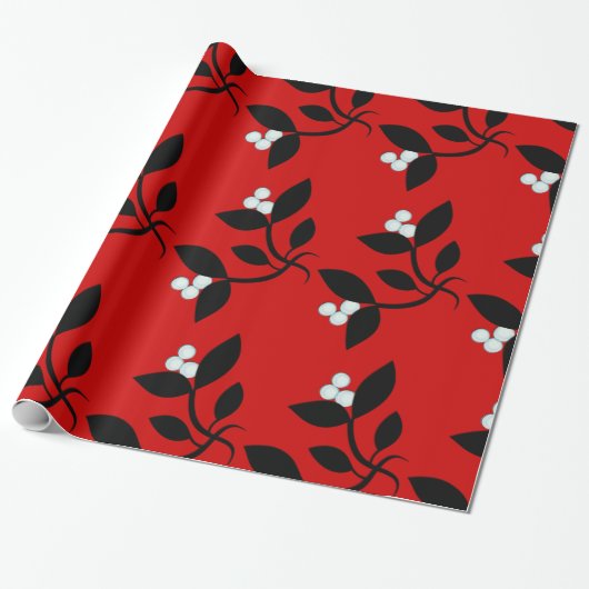 Mistletoe Red Cadeaupapier (Uitgerold)