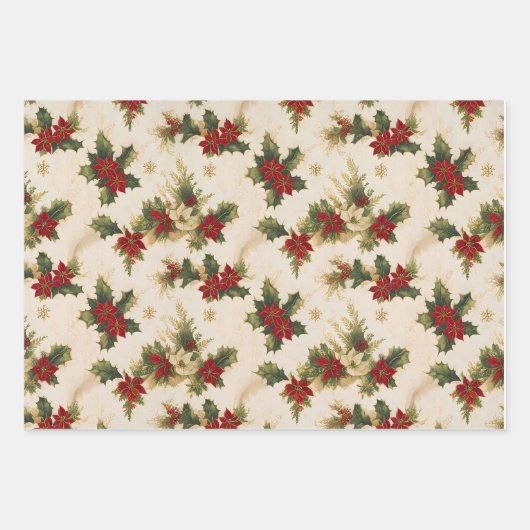 Mistletoe  retro patroon kerstcadeaus inpakpapier vel (Voorkant)