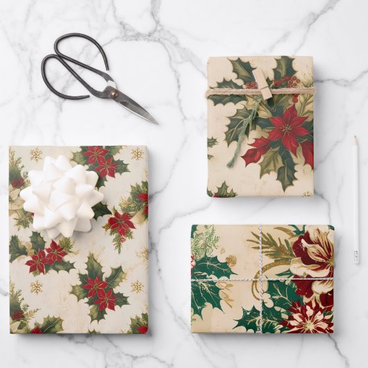 Mistletoe retro patroon kerstcadeaus inpakpapier vel (Voorkant)