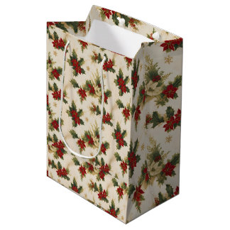 Mistletoe retro patroon kerstcadeaus medium cadeauzakje
