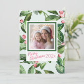 Mistletoe rose Joyeuse carte de Noël (Debout devant)