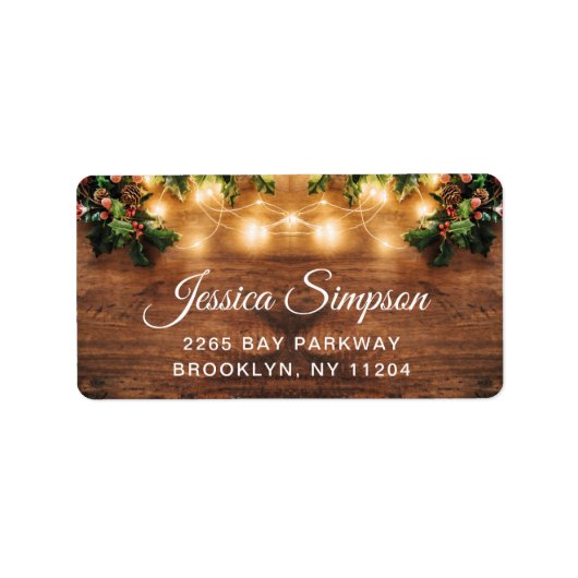 Mistletoe Rustic Holiday Return Address Label (Voorkant)