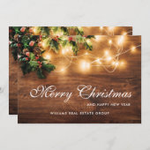 Mistletoe Rustic kerst Corporate Greeting Feestdagenkaart (Voorkant / Achterkant)