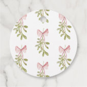 Mistletoe Stof Roze Strik Bruidsborrel Bedankjes Labels (Achterkant)