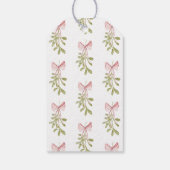 Mistletoe Stof Roze Strik Bruidsdouche Cadeaulabel (Achterkant)