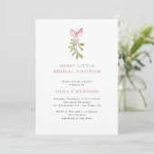 Mistletoe Stof Roze Strik Bruiloft Feest Kaart (Staand voorkant)