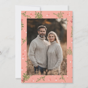 Mistletoe Sweet Pink Christmas Custom Foto Feestdagenkaart