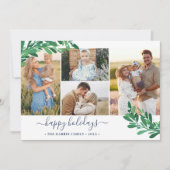 Mistletoe Twigs Photo Collage Happy Holidays Feestdagenkaart (Voorkant)