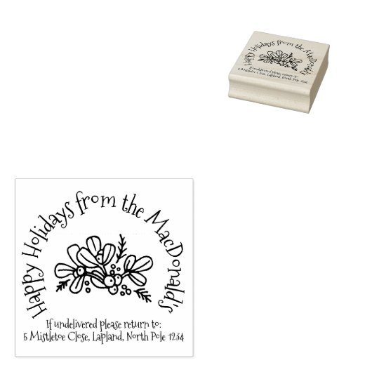 Mistletoe vakantie groetjes retournering adresstem 	rubberstempel (Gestempeld)