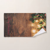 Mistletoe verte, Lumières à cordes, Noël en bois (Serviette à main)