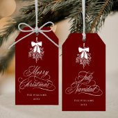 Mistletoe Vrolijk Kerstfeest | Feliz Navidad Red Cadeaulabel