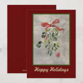 Mistletoe Waterverf Vakantiekaarten 5x7 Kaart (Voorkant / Achterkant)