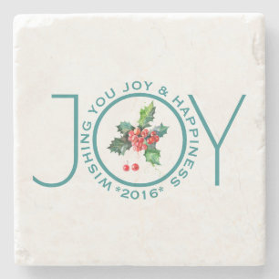 Mistletoe Waterverven & Text Joy Sjabloon Stenen Onderzetter