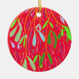 Mistletoe Whimsical, Rood Keramisch Ornament