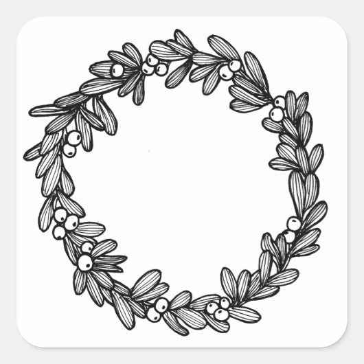 Mistletoe Wreath Vierkante Sticker (Voorkant)