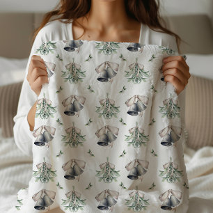 Mistletoe Zilveren Bellen Kerst Sherpa Deken