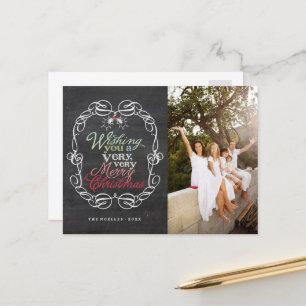 Mistletoes Foto van Merry Kerstrustic Chalkboard Feestdagenkaart