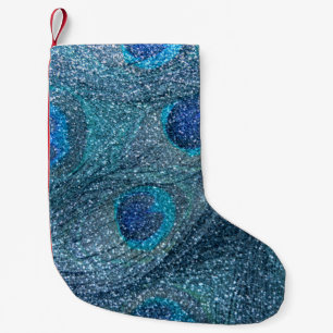 mistroostig blauw glitter peace ock veren kleine kerstsok